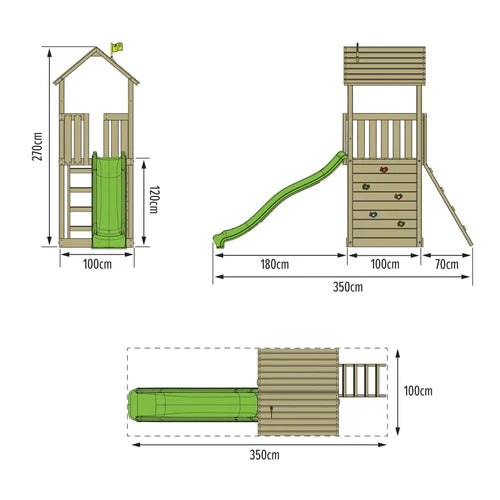 TP Toys Skywood Wooden Tower Climbing Frame with Ripple Slide (DELIVERY USUALLY WITHIN 2-4 WEEKS)